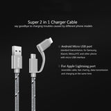 Phone Charger Cable 2 in 1 Apple iPhone 6 up and Android Micro USB
